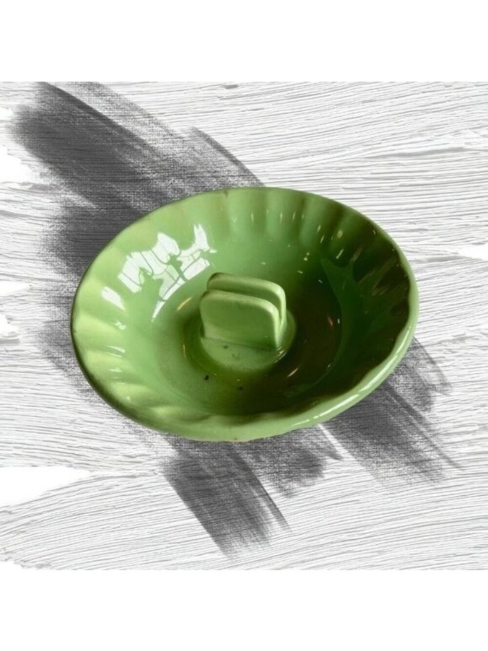 Vintage Mid Century Modern Green Ceramic Ashtray